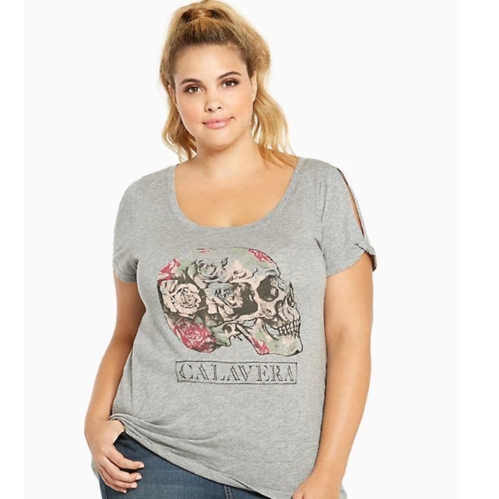 torrid rose skull print top size 2x